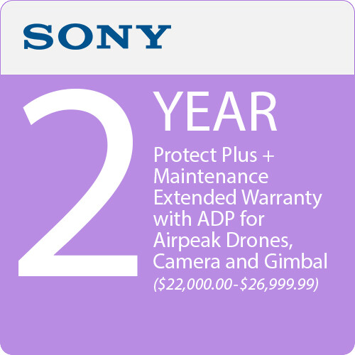 Sony 2-Year Protect Plus + Maintenance Extended Warranty with ADP for Airpeak Drones, Camera, and Gimbal ($22,000.00-$26,999.99)