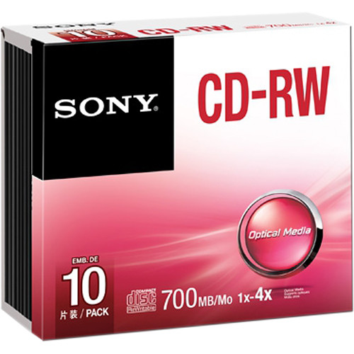 Sony 700MB CD-RW 4x Discs (10-Pack, Slim Cases)