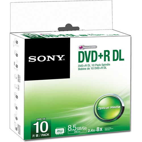 Sony DVD+R 8.5GB Dual-Layer Recordable Media Spindle 10DPR85SH