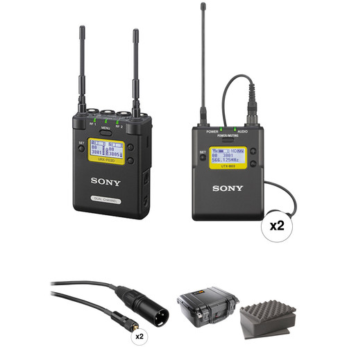 Sony 2-Channel Portable Receiver with Two Bodypack Transmitters and Lav Mics Kit (Ch. 30 to 36 and 38 to 41)