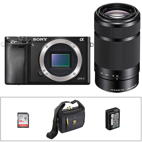 Sony Alpha a6000 Mirrorless Digital Camera w/ 55-210mm Lens & Accessories kit (Black)