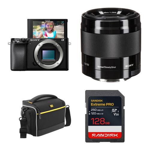 Sony a6100 Mirrorless Camera with 50mm f/1.8 Lens and Basic Bundle