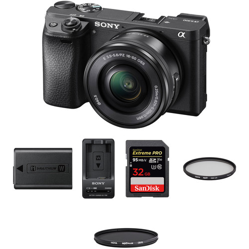 Sony Alpha a6300 Mirrorless Digital Camera with 16-50mm Lens Premium Kit (Black)