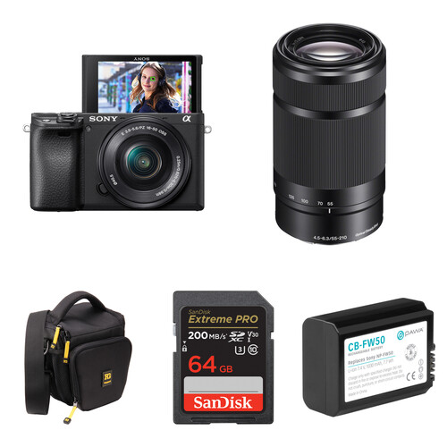 Sony a6400 Mirrorless Camera with 16-50mm and 55-210mm Lenses and Basic Bundle