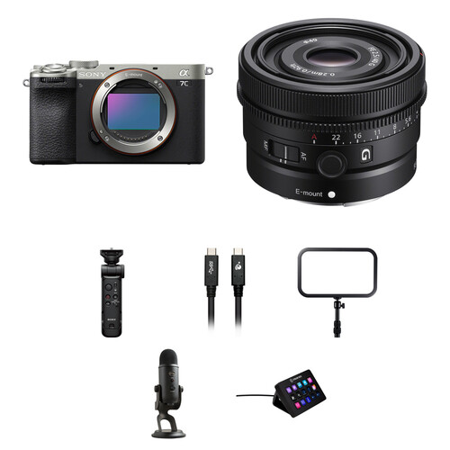 Sony a7C II Mirrorless Camera with 40mm f/2.5 Lens and Live Streaming Kit (Silver)