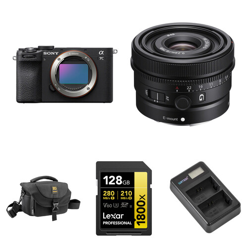 Sony a7C II Mirrorless Camera with 24mm f/2.8 Lens and Basic Bundle (Black)