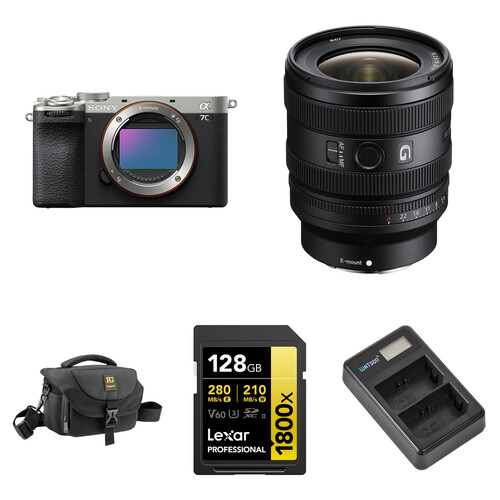 Sony a7C II Mirrorless Camera with 16-25mm f/2.8 Lens and Basic Bundle (Silver)