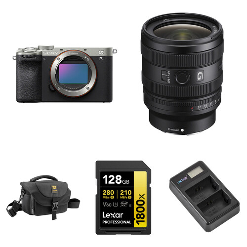 Sony a7C II Mirrorless Camera with 24-50mm f/2.8 Lens and Basic Bundle (Silver)