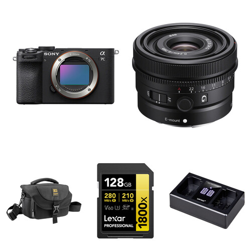 Sony a7C II Mirrorless Camera with 24mm f/2.8 Lens and Basic Bundle (Black)