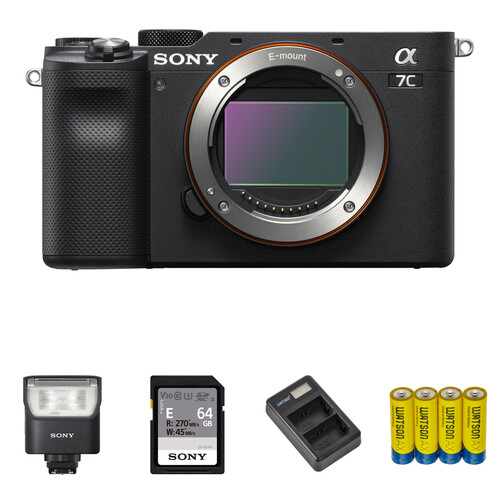Sony a7C Mirrorless Camera with Portraiture Flash Kit (Black)