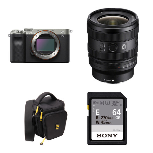 Sony a7C Mirrorless Camera with 16-25mm f/2.8 Lens and Basic Bundle (Silver)