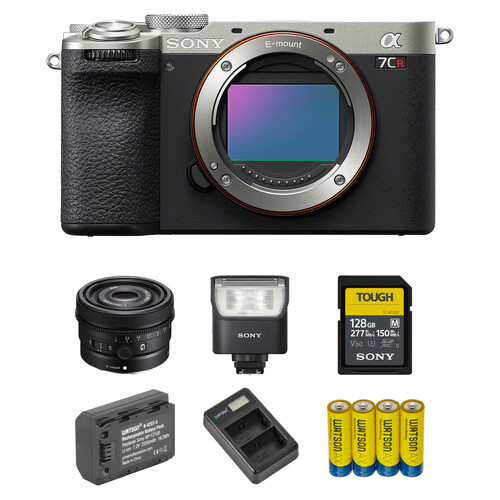 Sony a7CR Mirrorless Camera with 40mm f/2.5 Lens and Portraiture Flash Kit (Silver)