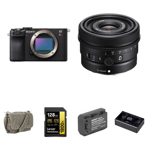 Sony a7CR Mirrorless Camera with 24mm f/2.8 Lens and Basic Bundle (Black)