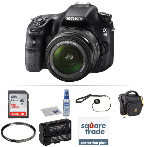 Sony Alpha a58 DSLR Camera with 18-55mm Lens Deluxe Kit B&H