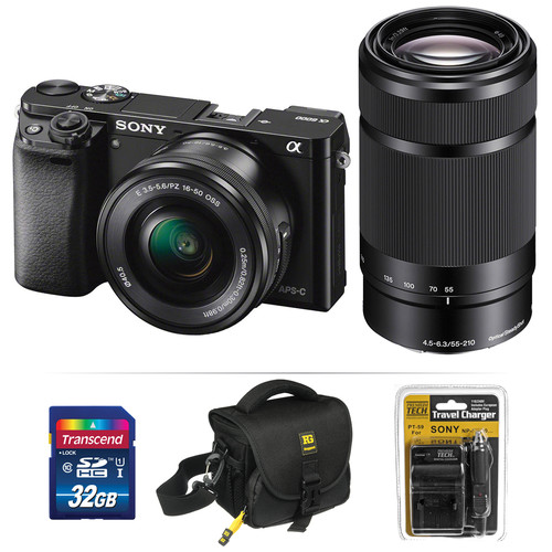 Sony Alpha a6000 Mirrorless Digital Camera Kit with 16-50mm and 55-210mm Lenses (Black)
