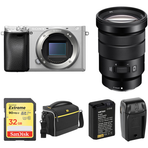 Sony Alpha a6300 Mirrorless Digital Camera with 18-105mm Lens and Accessories Kit (Silver)