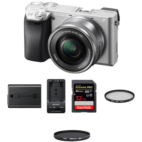 Sony Alpha a6300 Mirrorless Digital Camera with 16-50mm Lens Premium Kit (Silver)