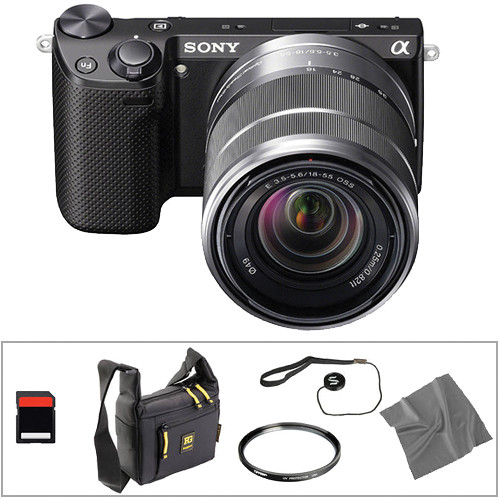 Sony Alpha NEX-5R Mirrorless Digital Camera with 18-55mm Zoom Lens Basic Accessory Kit (Black)