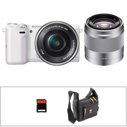 Sony Alpha NEX-5T Mirrorless Digital Camera with 16-50mm and 50mm Lenses Kit (White)