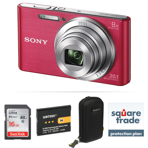 Sony DSC-W830 Digital Camera Deluxe Kit (Pink)