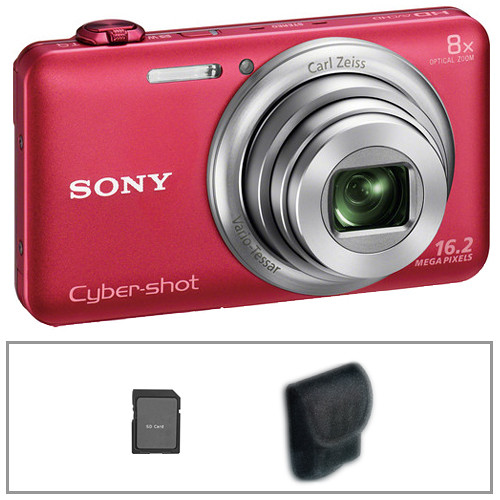 Sony Cyber-shot DSC-WX80 Digital Camera Basic Kit (Red)