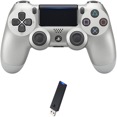 Sony DualShock 4 Wireless Controller with USB Wireless Adapter Kit (Silver, 2016 Version)
