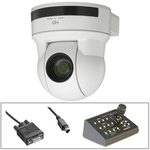Sony EVI-100S HD PTZ Cam w/Telemetrics Remote & RS-232 Cable Kit (White)