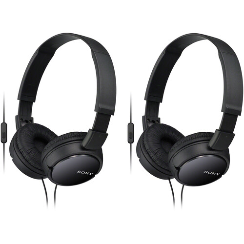 Sony MDR-ZX110AP On-Ear Headphones with Microphone (Black, Pair)