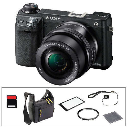 Sony Alpha NEX- 6 Digital Camera and 16-50mm Lens Kit with Basic Accessories (Black)