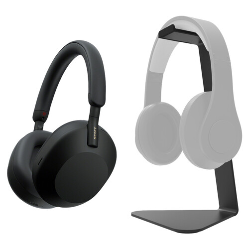 Sony WH-1000XM5 Wireless Headphones with Kanto Living Headphone Stand