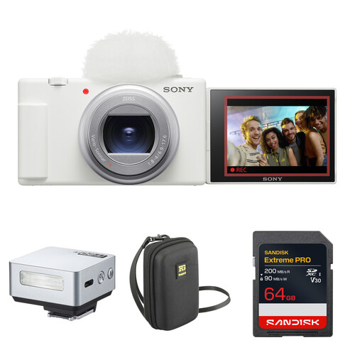 Sony ZV-1 II Digital Camera with Mini Flash Kit (White)
