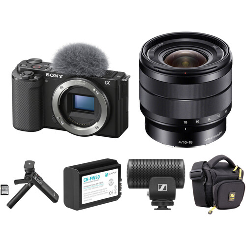 Sony ZV-E10 Mirrorless Camera with 10-18mm Lens and Vlogging Kit