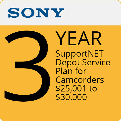 Sony 3-Year SupportNET Depot Service Plan for Professional Camcorders and Cameras ($25,001 to $30,000)