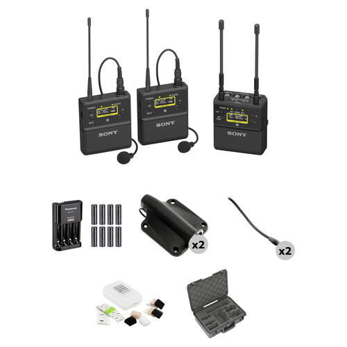 Sony UWP-D27 2-Person Camera-Mount Wireless Omni Lavalier Microphone System with Performance Kit (UC25: 536 to 608 MHz)