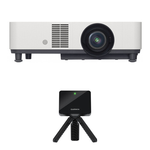 Sony VPL-PHZ51 5300-Lumen WUXGA Laser Projector & Garmin Approach R10 Portable Golf Launch Monitor Golf Simulator Kit