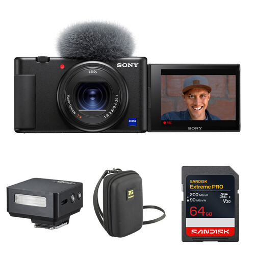 Sony ZV-1 Digital Camera with Mini Flash Kit (Black)
