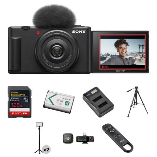 Sony ZV-1F Vlogging Camera with Speaker Starter Kit (Black)