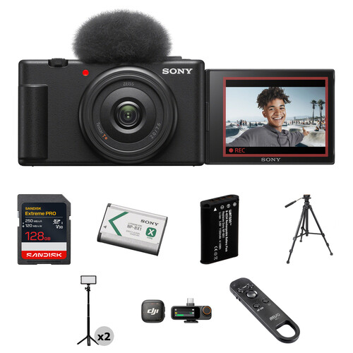 Sony ZV-1F Vlogging Camera with Speaker Starter Kit (Black)