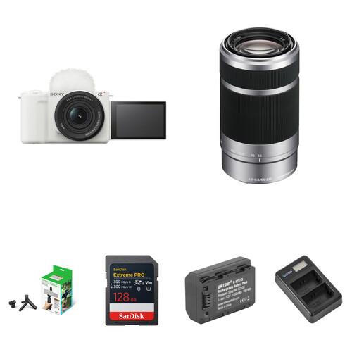 Sony ZV-E10 II Mirrorless Camera with 16-50mm and 55-210mm Lenses and Content Creation Kit (White)