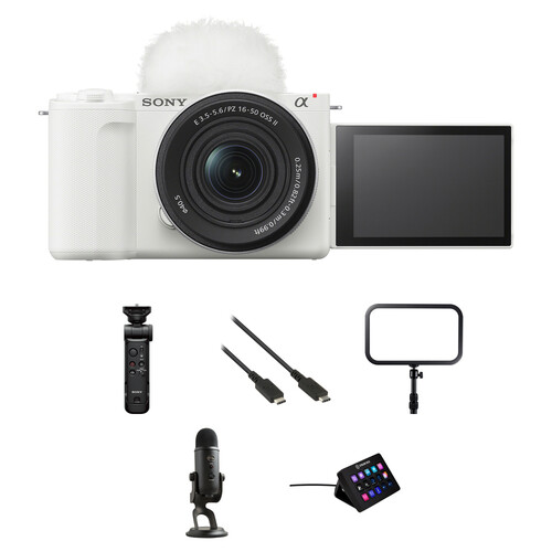 Sony ZV-E10 II Mirrorless Camera with 16-50mm f/3.5-5.6 Lens and Live Streaming Kit (White)