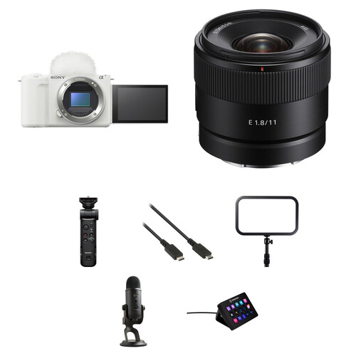 Sony ZV-E10 II Mirrorless Camera with 11mm f/1.8 Lens and Live Streaming Kit (White)