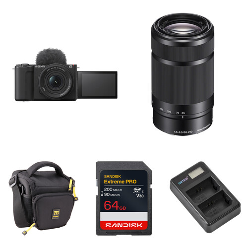 Sony ZV-E10 II Mirrorless Camera with 16-50mm and 55-210mm Lenses and Basic Bundle (Black)