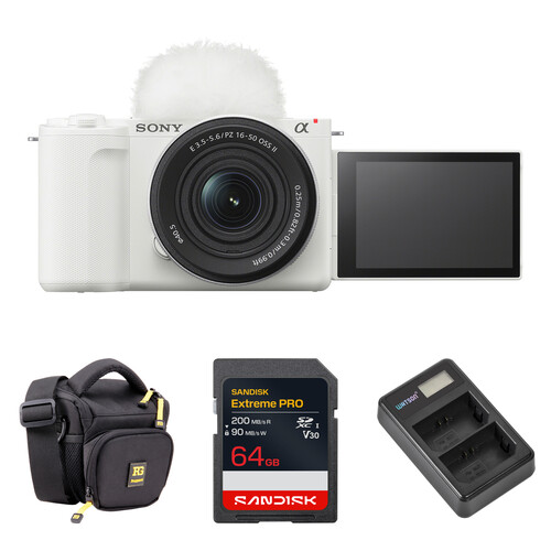 Sony ZV-E10 II Mirrorless Camera with 16-50mm f/3.5-5.6 Lens and Basic Bundle (White)