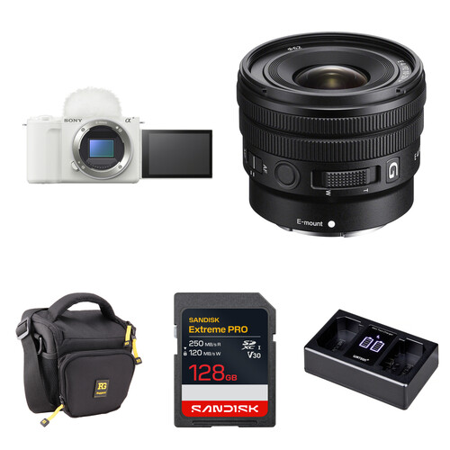 Sony ZV-E10 II Mirrorless Camera with 10-20mm f/4 Lens and Basic Bundle (White)
