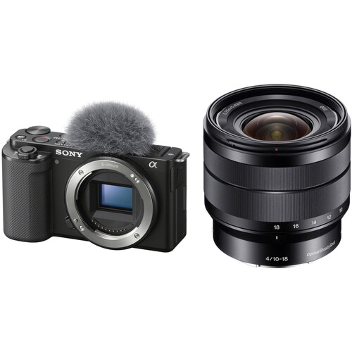 Sony ZV-E10 Mirrorless Camera with 10-18mm f/4 Lens Kit (Black)