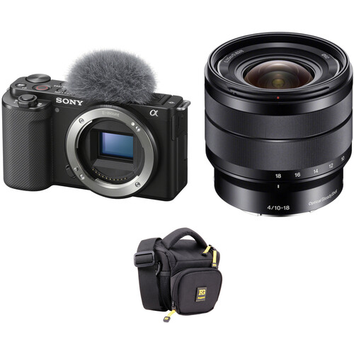 Sony ZV-E10 Mirrorless Camera with 10-18mm Lens and Bag Kit (Black)