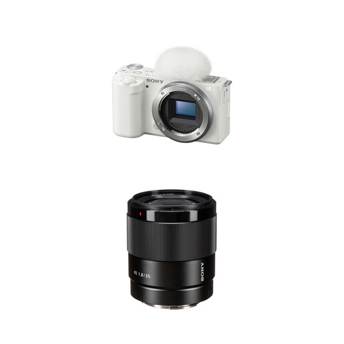 Sony ZV-E10 Mirrorless Camera with 35mm f/1.8 Lens Kit (White)