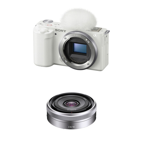 Sony ZV-E10 Mirrorless Camera with 16mm f/2.8 Lens Kit (White)