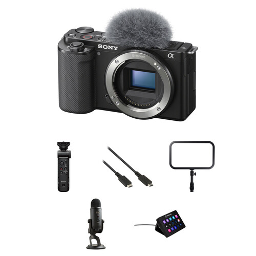 Sony ZV-E10 Mirrorless Camera with Live Streaming Kit (Black)