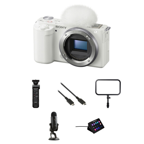Sony ZV-E10 Mirrorless Camera with Live Streaming Kit (White)
